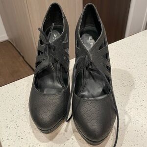 Call It Spring Black Lace-Up Heels